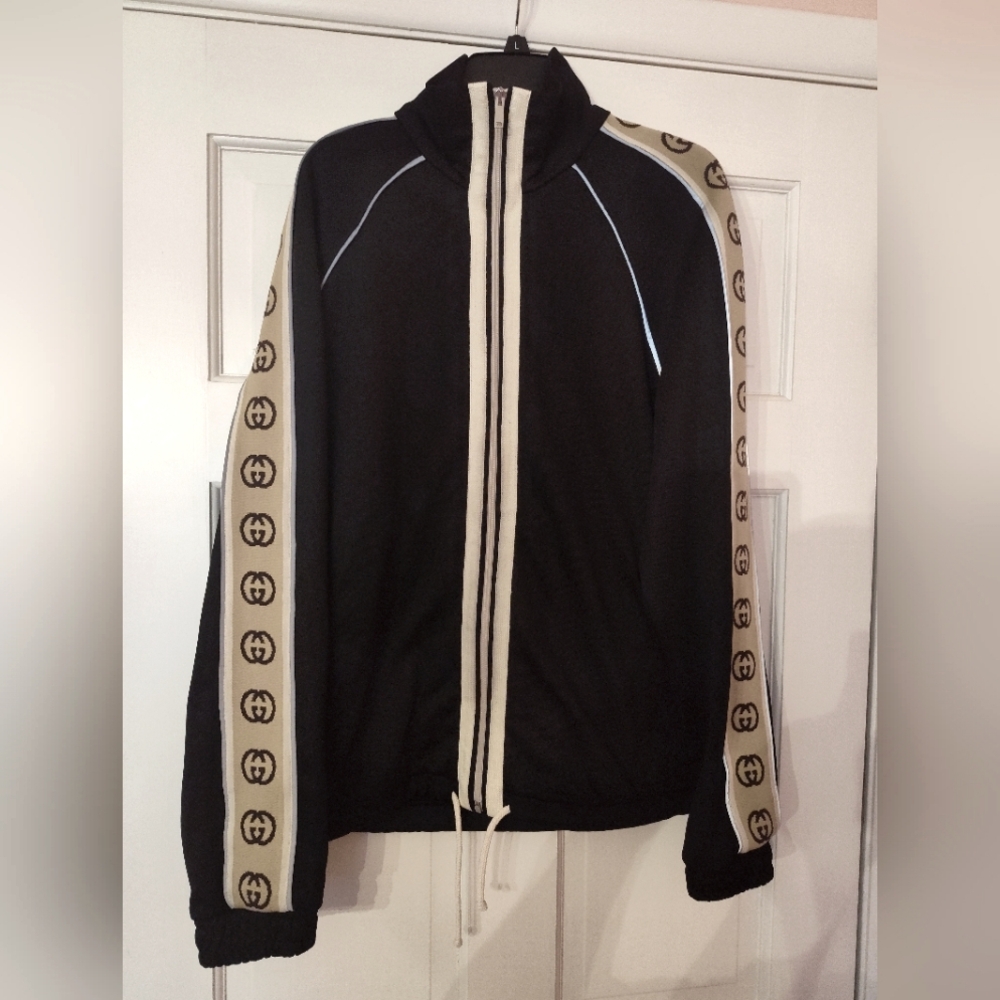Gucci Oversized Technical Jersey Jacket. Black/Brown